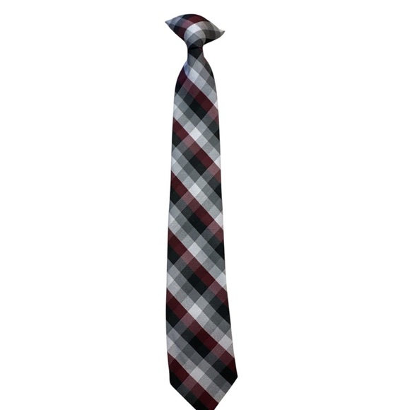 Plaid Clip-on Boys Polyester Tie Dressy - Picture 1 of 4